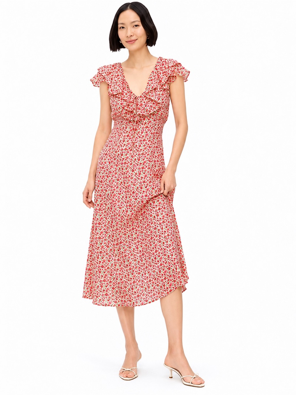 Old Navy Ruffle Sleeve Fit & Flare Midi Dress